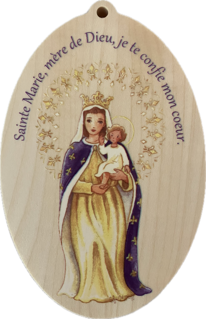 [MG/CG19] Gd médaillon en bois "Vierge à l'Enfant"