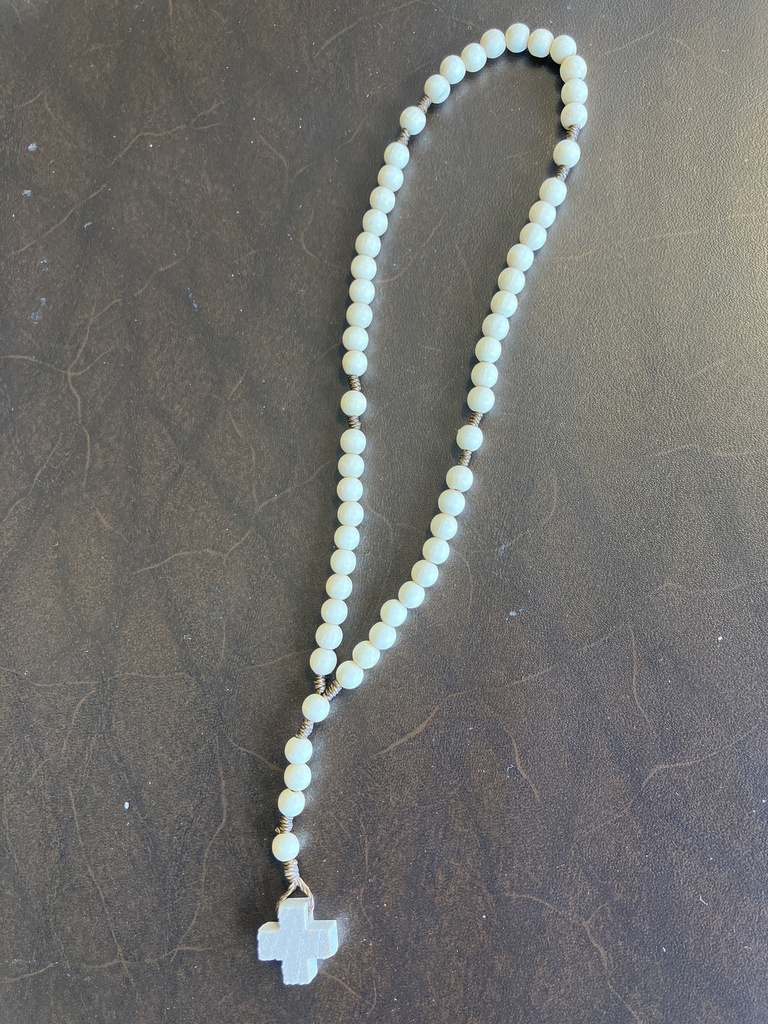 Petit Chapelet Croix Grecque - Bois naturel