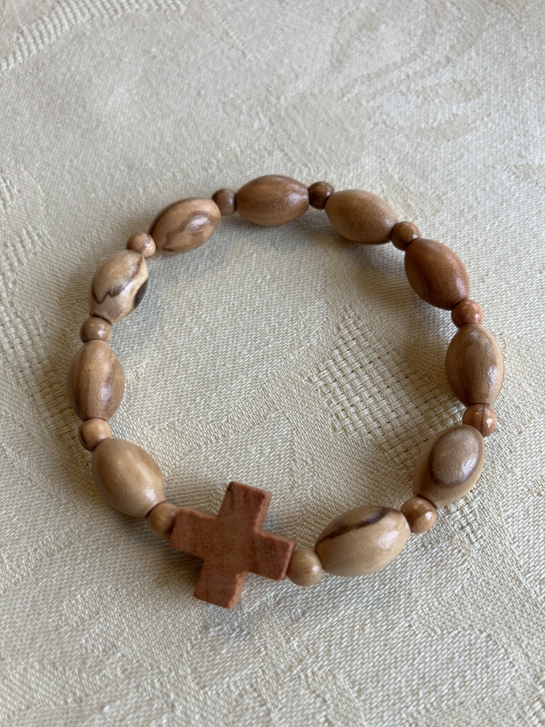 [DZBEO9] Dizainier bracelet adulte - Grains ovales - Bois d'olivier