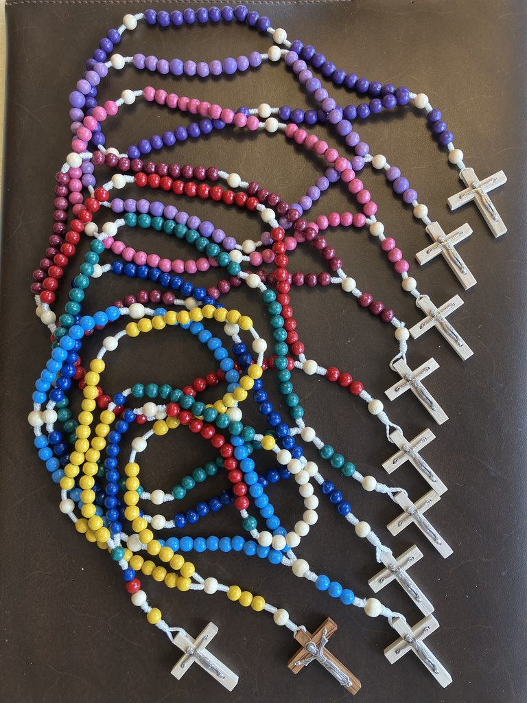 [SYC6 Bleu Marine] Chapelet Croix Latine - Coloré (Bleu Marine)