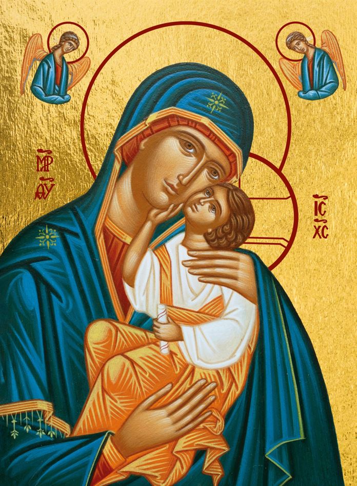 Vierge de Tendresse de Belgrade - Icône Dorée à la Feuille 12x15 cm