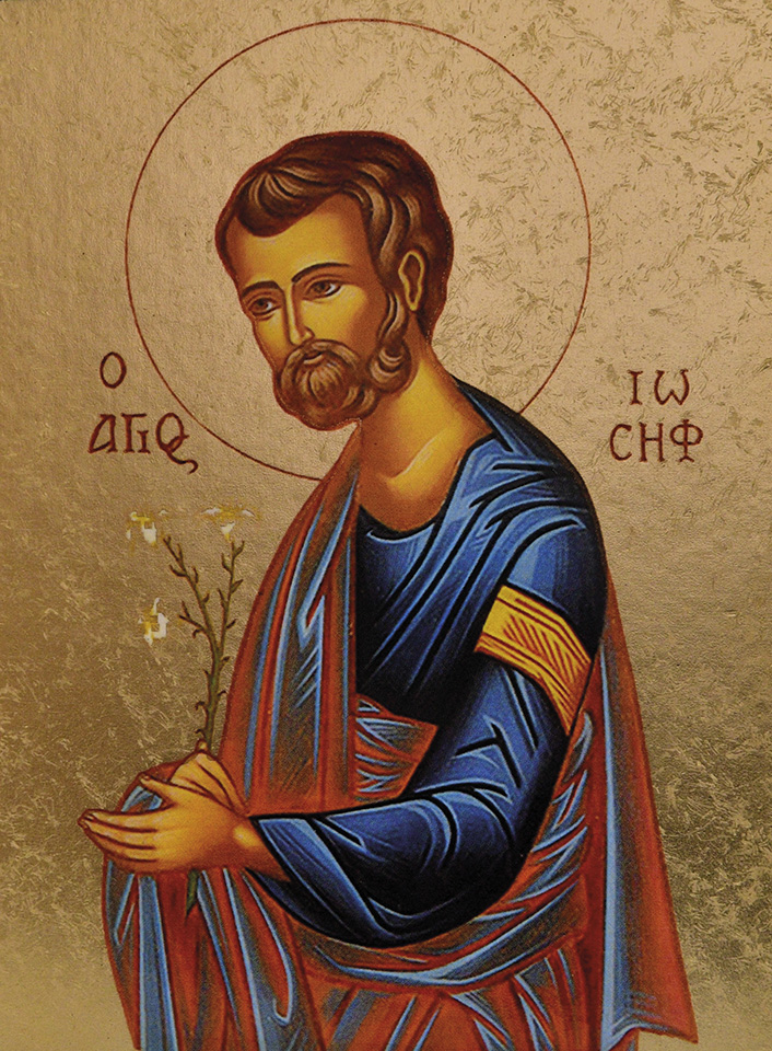 Saint Joseph aux Lys - Mini Icône Autocollante 8x7 cm