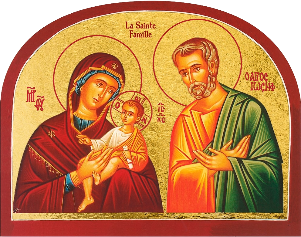 La Sainte Famille - Icône Dorée à la Feuille 15X21 cm