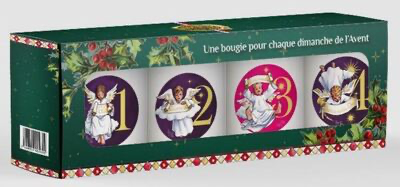 Coffret de 4 bougies veilleuses de l'avent - H 6,5 cm