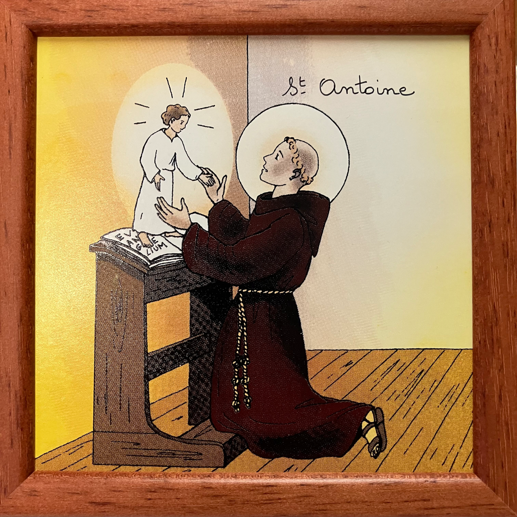 Cadre en Céramique St Antoine - Abbaye N-D Rieunette - Bois naturel