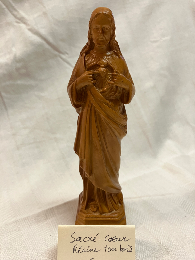Statue Sacré Cœur 15cm - Résine - Ton bois
