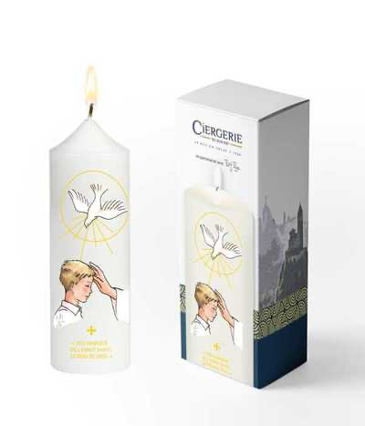 Cierge Confirmation - Don de Dieu Garçon Blond 