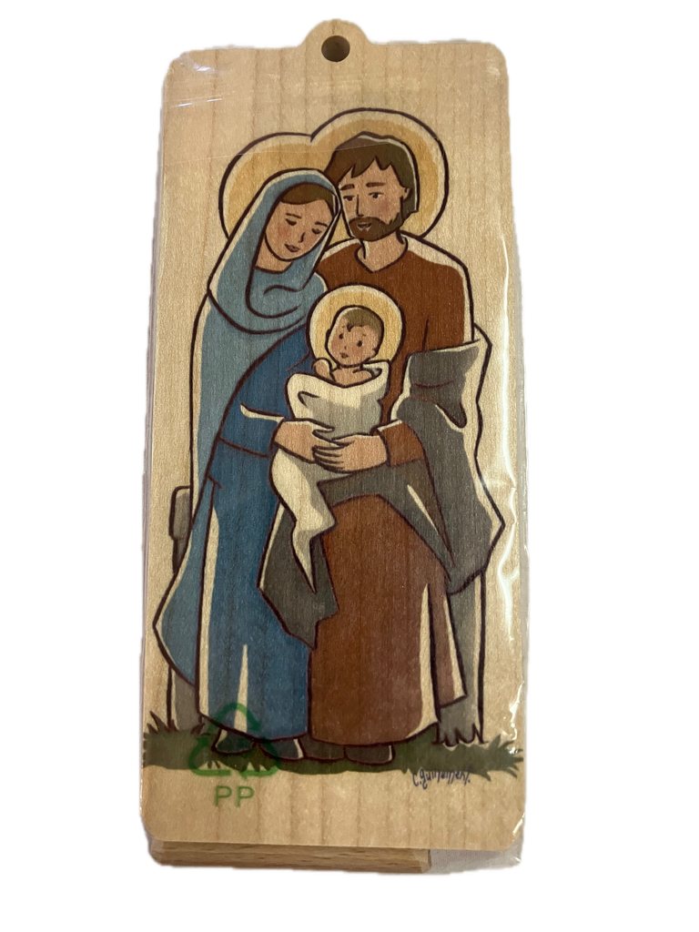 Plaquette en bois - Sainte famille 7 x 15 cm