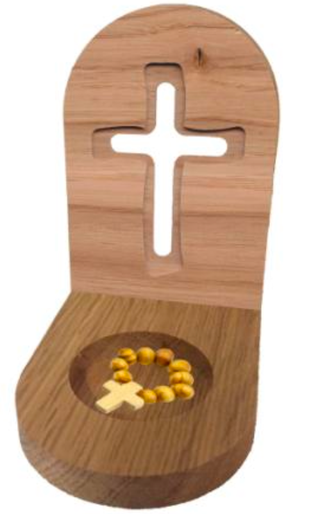 Coin prière "croix " avec dizainier 6,5 x 10 cm