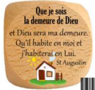 Dé en bois hêtre vernis "Prier avec les saints"