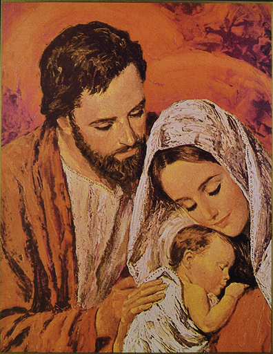 La Sainte Famille - Mini Icône Autocollante 8x7 cm (Rouge tendre)