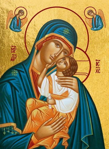 Vierge de Tendresse de Belgrade - Icône Dorée à la Feuille 12x15 cm