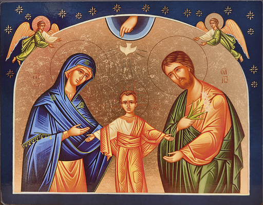 La Sainte Famille aux Etoiles - Icône Dorée à la Feuille 15x12 cm