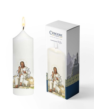 Cierge - Bon pasteur et l'enfant