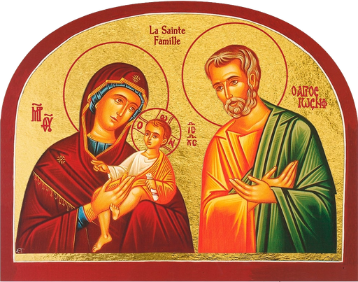 La Sainte Famille - Icône Dorée à la Feuille 15X21 cm
