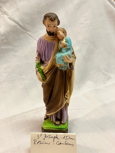 Statue Saint Joseph à l'Enfant 15cm - Résine couleur