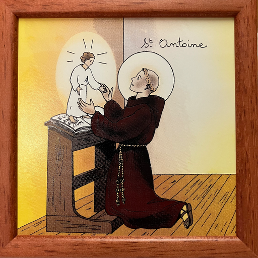 Cadre en Céramique St Antoine - Abbaye N-D Rieunette - Bois naturel