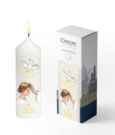 Cierge Confirmation - Don de Dieu Fille Brune 