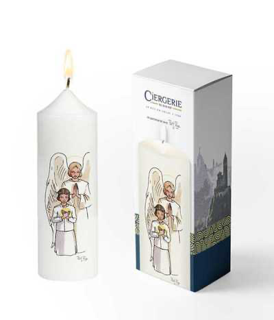 Cierge Première Communion - Action de Grâce Fille Brune 