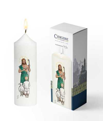 Cierge Première Communion - Bon Pasteur Garçon Blond 
