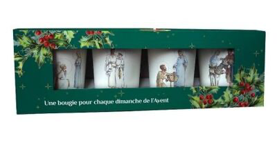 Coffret de 4 bougies de l'Avent parfumées en verre - H 9 cm