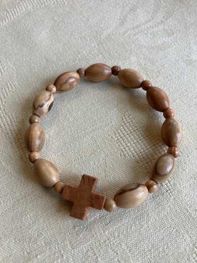 Dizainier bracelet adulte - Grains ovales - Bois d'olivier