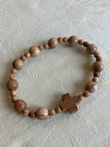 [DZBEO7] Dizainier bracelet adulte - Grains ronds - Bois d'olivier